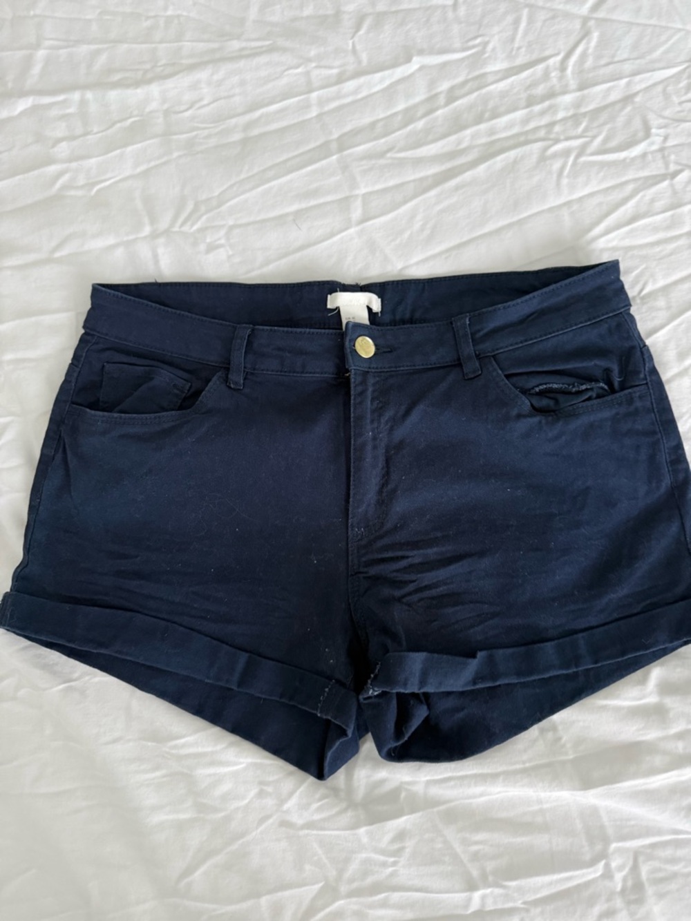 H&M Dark Navy Roll-Cuff Jean Shorts